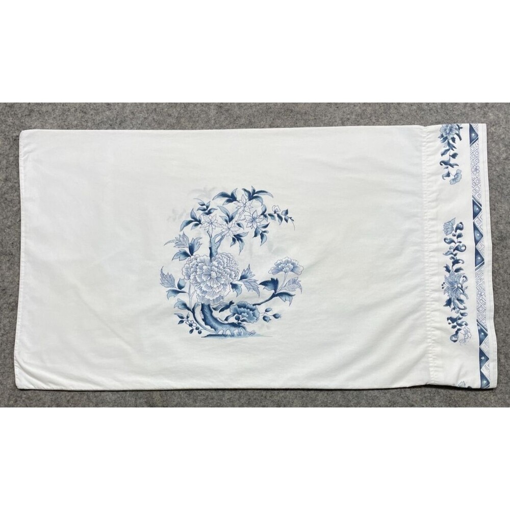 Ralph Lauren Pillowcase Porcelain Blue White Standard Chinoiserie Medallion USA